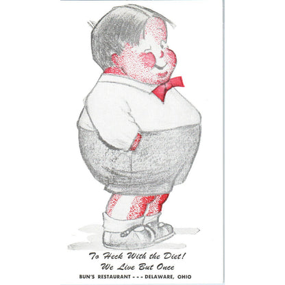 Vintage Postcard Bun's Restaurant Delaware Ohio TD9