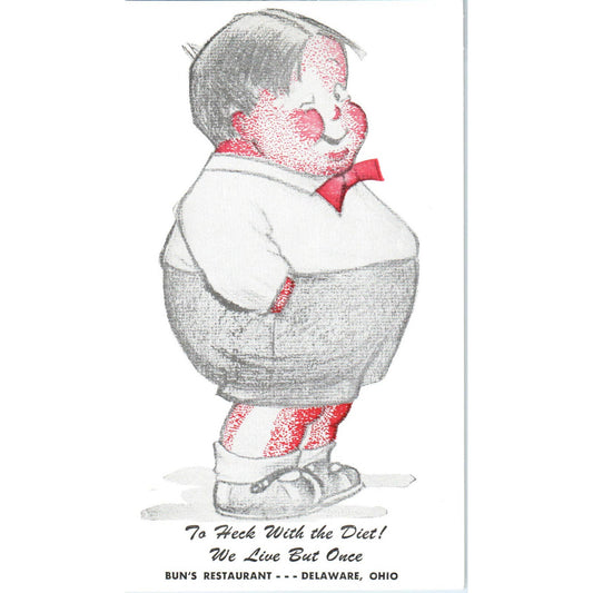 Vintage Postcard Bun's Restaurant Delaware Ohio TD9