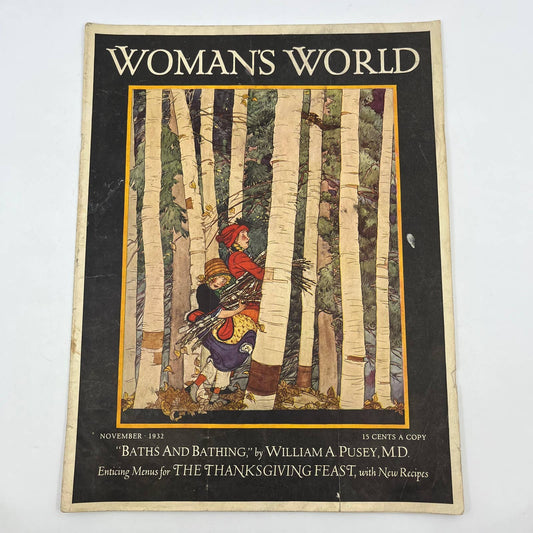 1932 Nov Women's World Magazine Miriam Story Hurford Art Thanksgiving TI4