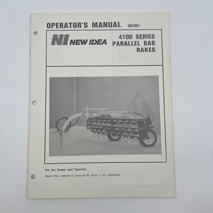 Original 1990 New Idea Operator's Manual 4100 Series Parallel Bar Rakes TB9