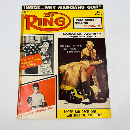 1956 July - The Ring Boxing Magazine Rocky Marciano Joey Giambra Robinson TA5