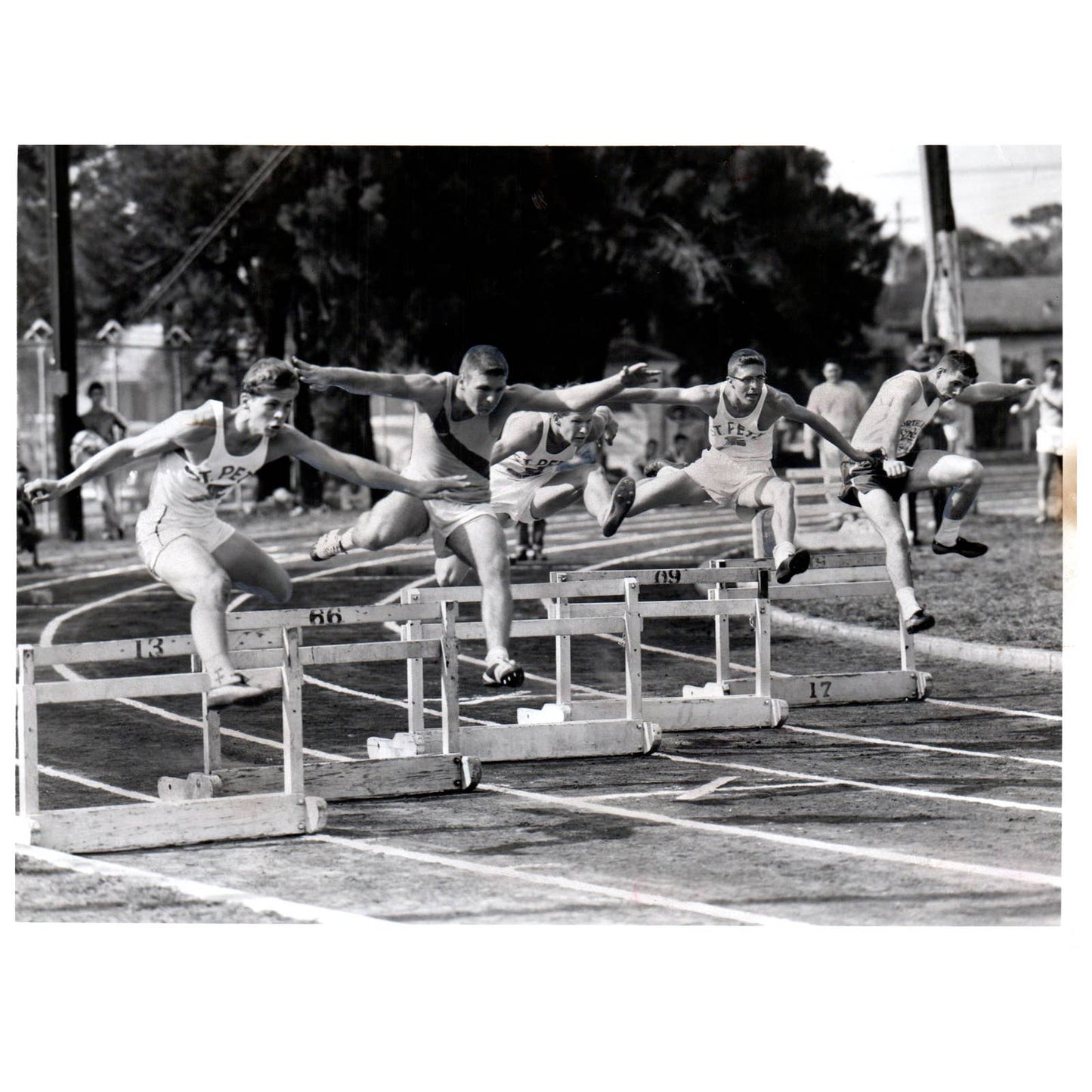 1956 Press Photo Track and Field Hurdles St Petersburg Jim Kinsey ~6x8" AD2