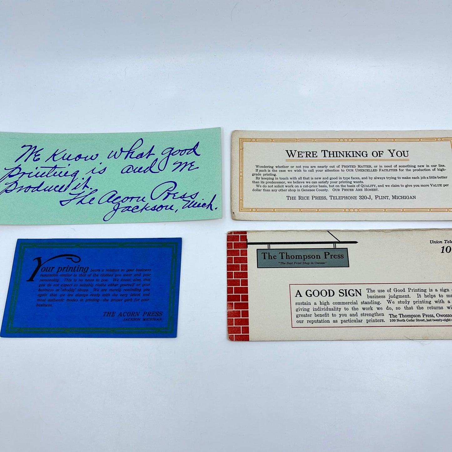 1900-1940s Lot of 4 Printing Blotter Cards L4-6-4