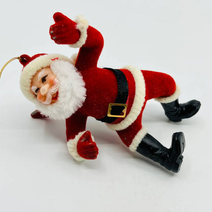 Vintage Celluloid Felt Flocked Santa Claus Christmas Tree Ornament 5" TD2