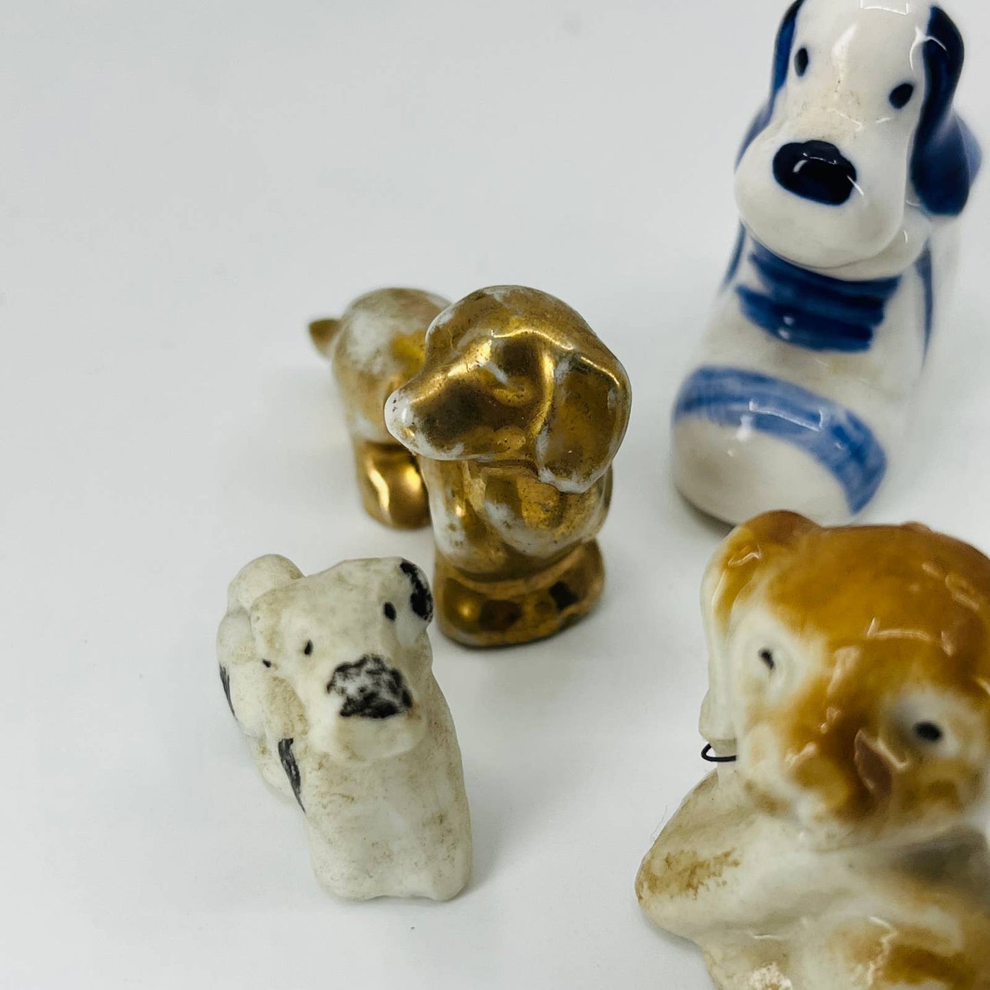 Vintage Lot of 6 Mini Dog Figurines Porcelain Ceramic Resin 1” SA5
