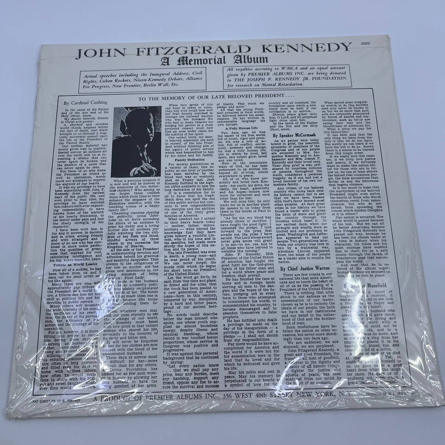 John Fitzgerald Kennedy JFK Memorial Album Speeches 12" LP Vinyl 1963 TH3