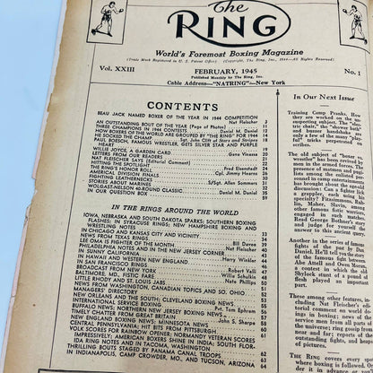 1945 Feb - The Ring Boxing Magazine – Beau Jack Cover WWII TA5