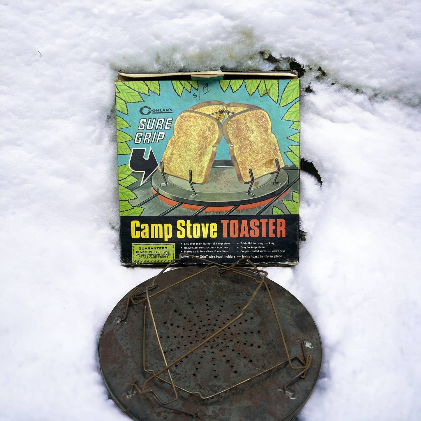 1971 Coghlan’s Camp Stove Toaster “Sure Grip” in Original Box TC5