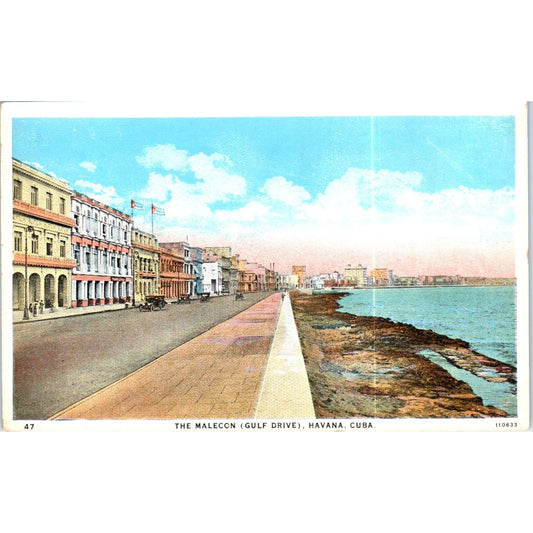 The Malecon Gulf Drive Havana Cuba Original Postcard P3-1