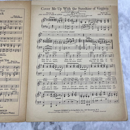 1923 Sheet Music Cover Me Up With The Sunshine of Virginia Irving Berlin V38