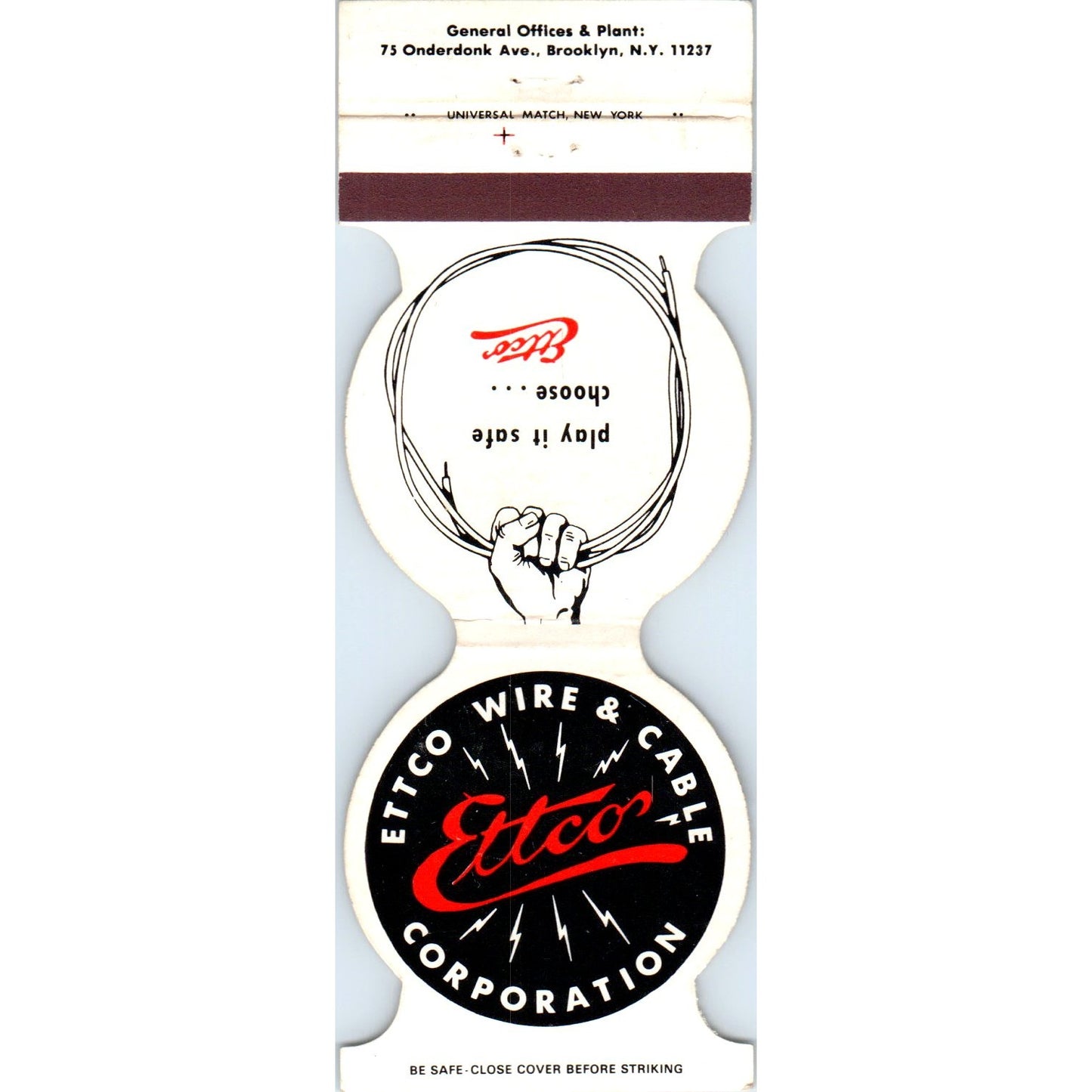 Ettco Wire & Cable Corporation Die Cut Advertising Matchbook Cover SA6-M3