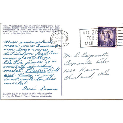 Vintage Postcard RPPC Noxon Rapids Water Plant Washington TD9