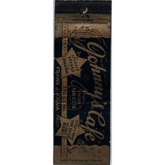 Johnny's Cafe Frank J. Kawa Omaha NE Vintage Advertising Matchbook Cover MM10-2