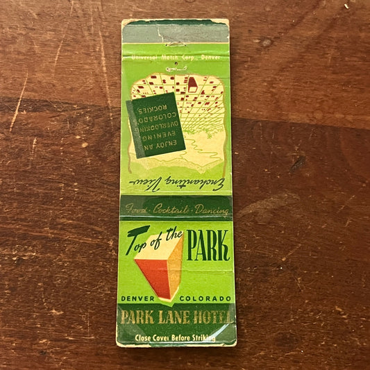 Park Lane Hotel Denver Colorado Advertising Matchbook Cover MM9-1