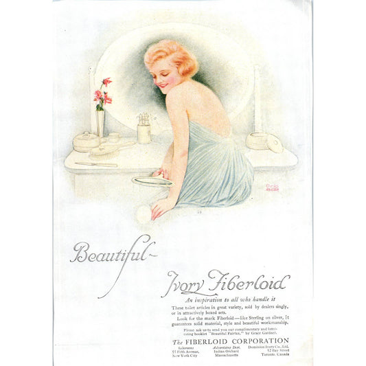 c1920 Harper's Magazine Ad - Beautiful Ivory Fiberloid Toilet Articles TF6-1