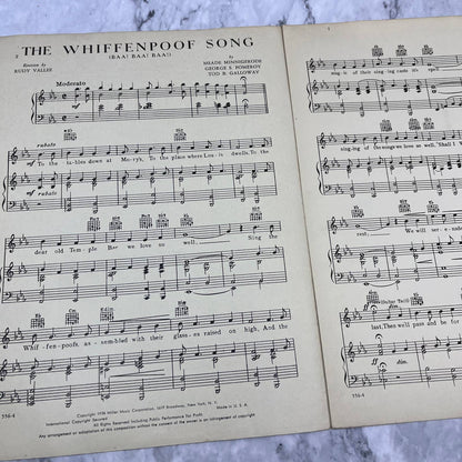 Vintage Sheet Music The Whiffenpoof Song Rudy Vallee 1936 Out Of Print TH1