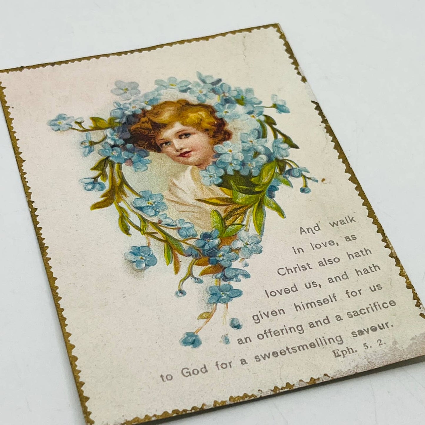 1880s Victorian Christian Holy Prayer Card Ephesians 5:2 Lord’s Prayer Gilt AA2