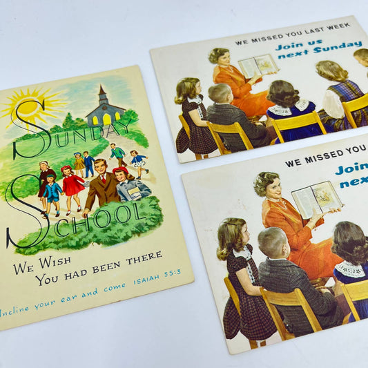 1950s Sunday School Reminder Cards Set of 4 SC8