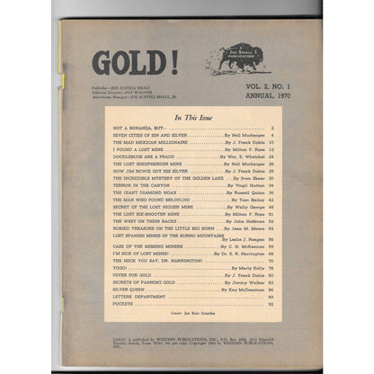 GOLD! Magazine Treasure Hunting Vol.2 No.1 - 1970 Western Publications M1