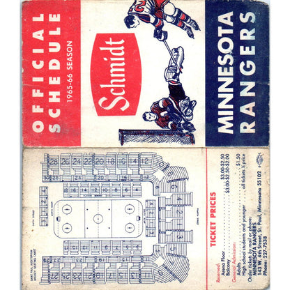 St. Paul Rangers Hockey Home Game Schedule 1965-66 Season Schmidt TK1-P3