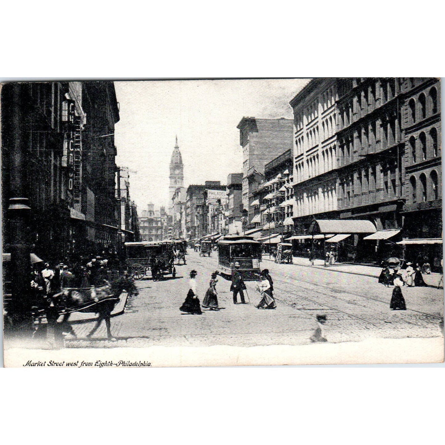 1907 Postcard Market Street West From Eighth Street Philadelphia PA TD9-P1