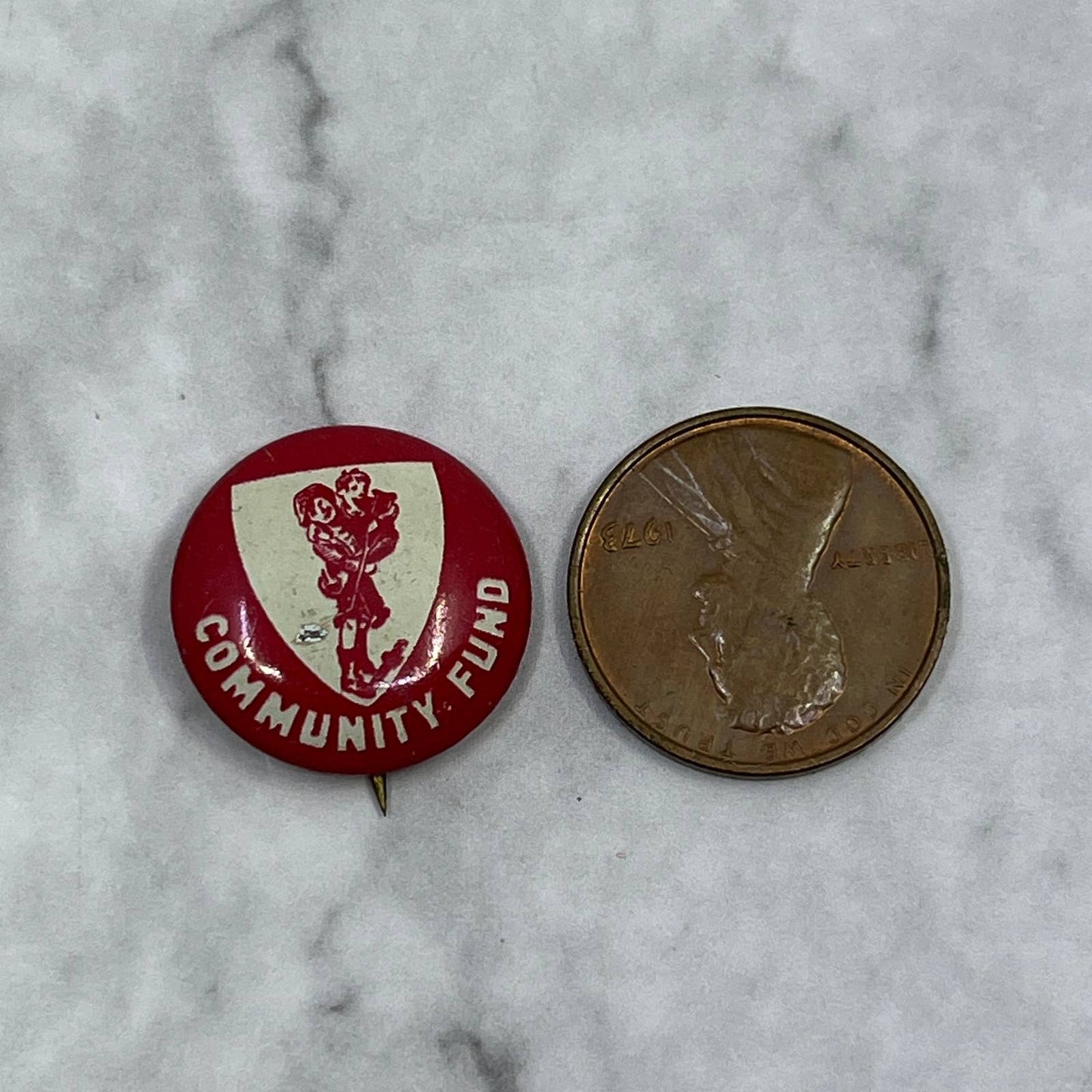 1920s Pinback Button Pin Community Fund SE7-1