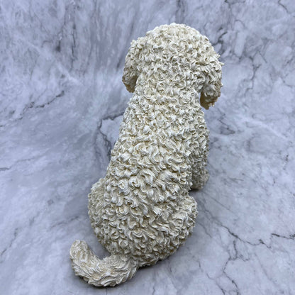 Vintage Li'l Poodle Pup White Figurine Cast Resin by the Danbury Mint 7x8 TJ1