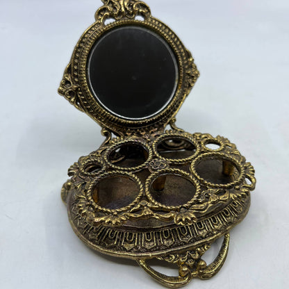 Vintage Celeste Lipstick Holder Gold Tone Filagree Ornate Vanity 5 Tubes TI4