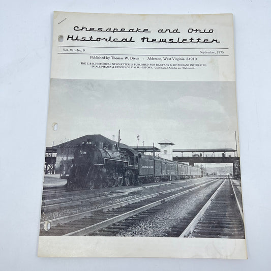 1975 Sept Chesapeake and Ohio Historical Newsletter C&O RR Thomas Dixon WV M1-2