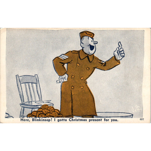 c1942 WWII Army Humor #637 Cartoon Artist "Jeff" Postcard P2-11
