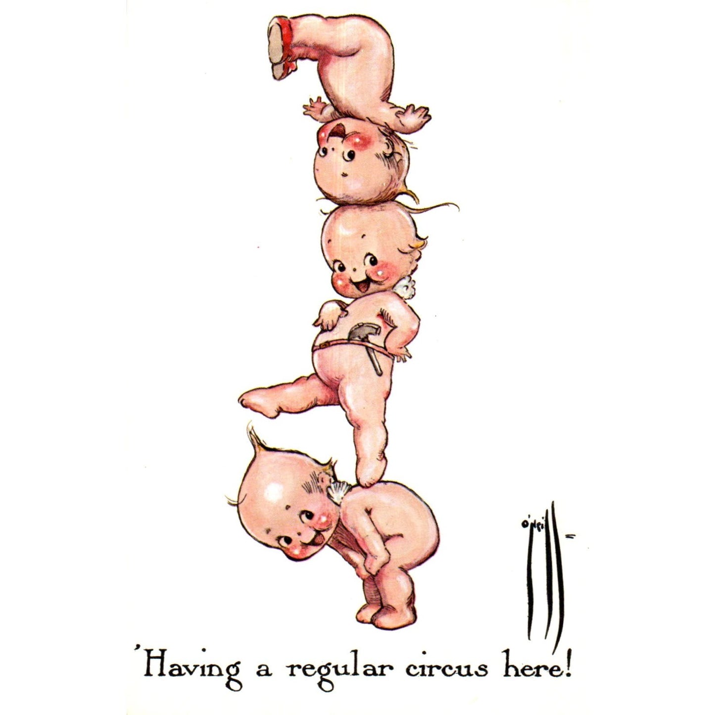 Kewpie Dolls - Having a Regular Circus Here Original Postcard PB8