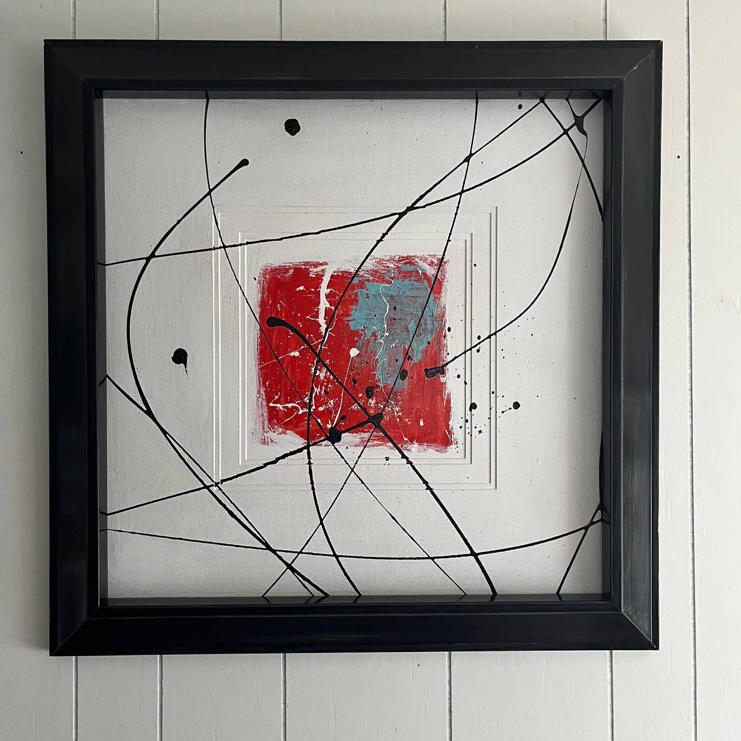 Original Large Framed Abstract Art Painting 29x29" “Macrocosm” With COA