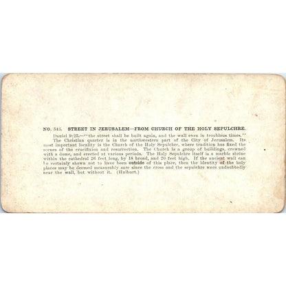 Street in Jerusalem From Church of Holy Sepulcher Antique Stereoview Card H3-2