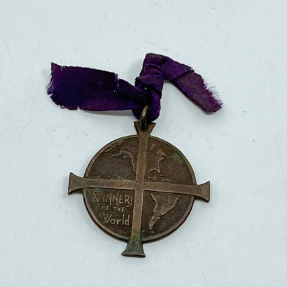 Antique Brass Winners of the World Cross Medal Medallion Pendant SD6