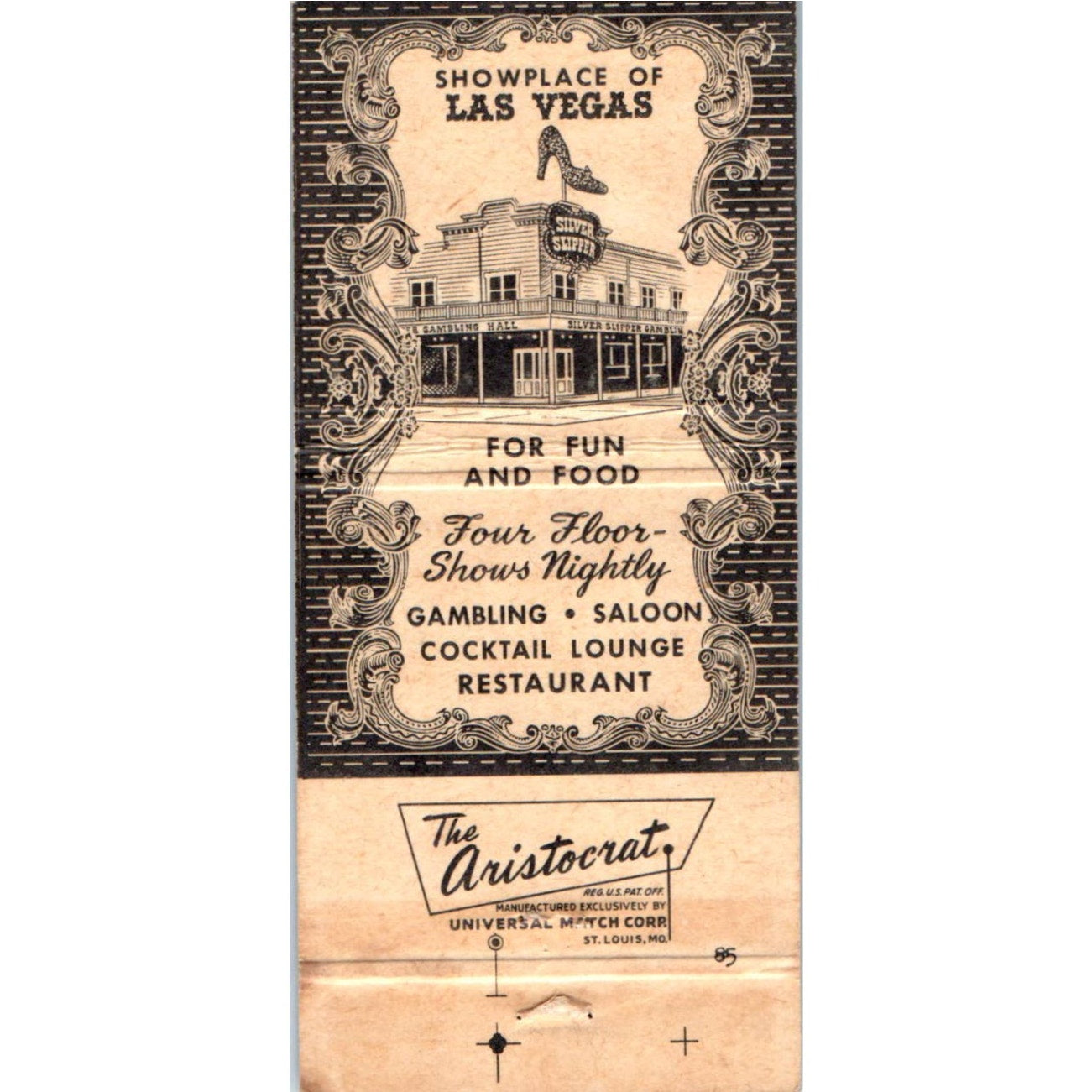 Silver Slipper Showplace of Las Vegas Advertising Matchbook Cover MM10-3