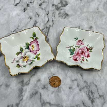 Vintage James Kent Old Foley Small Floral Bon Bon Plates 3 inch Set of 2 TJ5