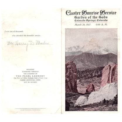 1937 Easter Sunrise Service Program Garden of the Gods Colorado Springs SE4