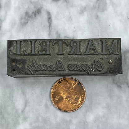Vintage Printing Letterpress Printers Block Plate Martell Cognac Brandy TJ516