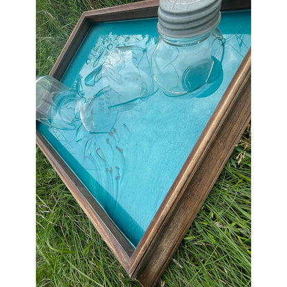 Original Framed Mixed Media Epoxy Art Shattered Ball Jar 16x20 With COA
