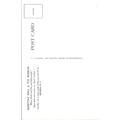 Wax Portrait Doll - Maretta's Doll & Toy Museum Bergen NY Original Postcard PB8