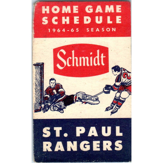 St. Paul Rangers Hockey Home Game Schedule 1964-65 Season Schmidt TK1-P3