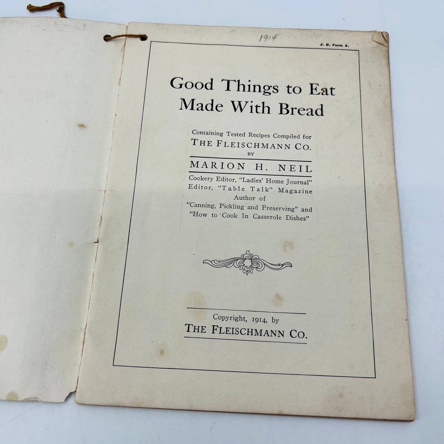 1914 Good Things To Eat Made w/ Bread Fleischmann Yeast Cookbook John Dough EA1