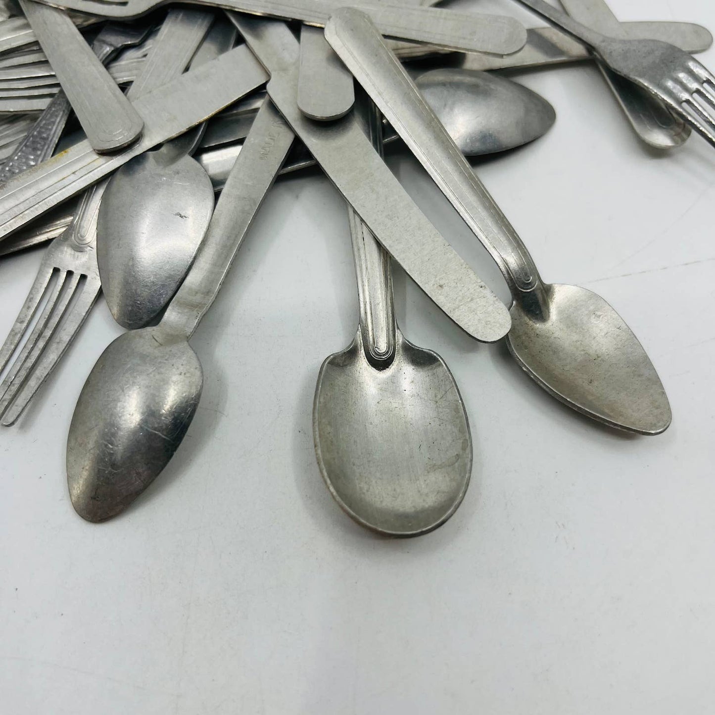 Huge Lot Assorted Toy Kitchen Metal Silverware Forks Spoons Knives TB6