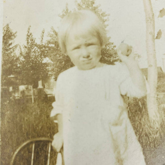 Early 1900s RPPC Young Girl Toddler Posing With Chair PA9