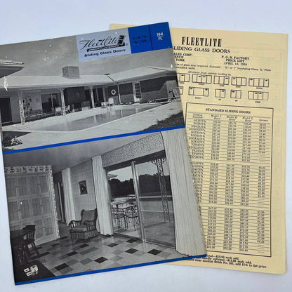 1950s MCM Fleetlite Sliding Glass Doors Advertising Booklet & Order Form TH7