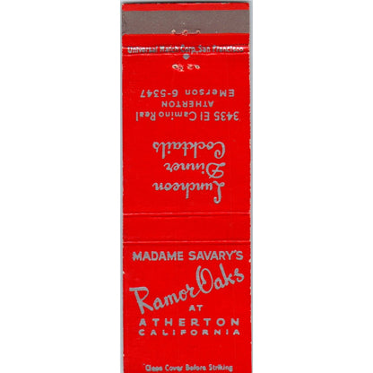 Ramor Oaks at Atherton California Advertising Matchbook Cover MM9-1