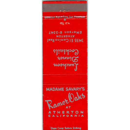 Ramor Oaks at Atherton California Advertising Matchbook Cover MM9-1