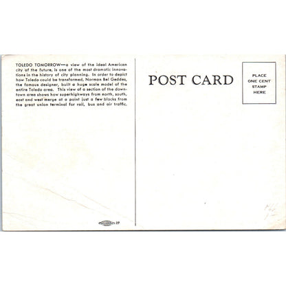 Toledo Tomorrow - A Look Into the Future Norman Bel Geddes Postcard P1-15