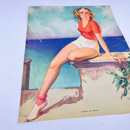 c1940s Advertising Poster Pin Up Art Bradshaw Crandell Accent on Youth 11x14 AA8