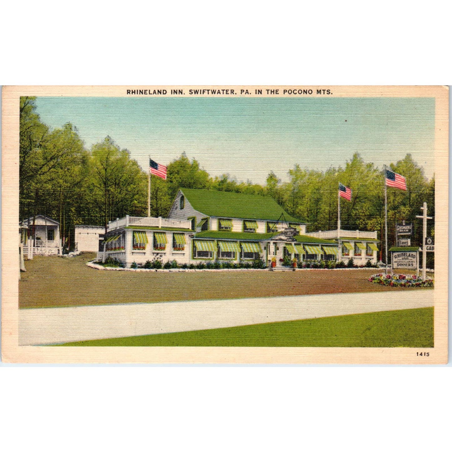 Rhineland Inn Swiftwater PA Pocono Mts - Original Postcard TJ7-RP2
